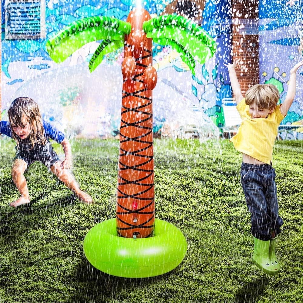 Saleward Sprinkler Water Toy for Kids, 61” Inflatable Sprinkler Palm Tree Spray Water Toy Perfect for Outdoors Party Fun, Backyard & Park Play, Boys, Girls, Kids