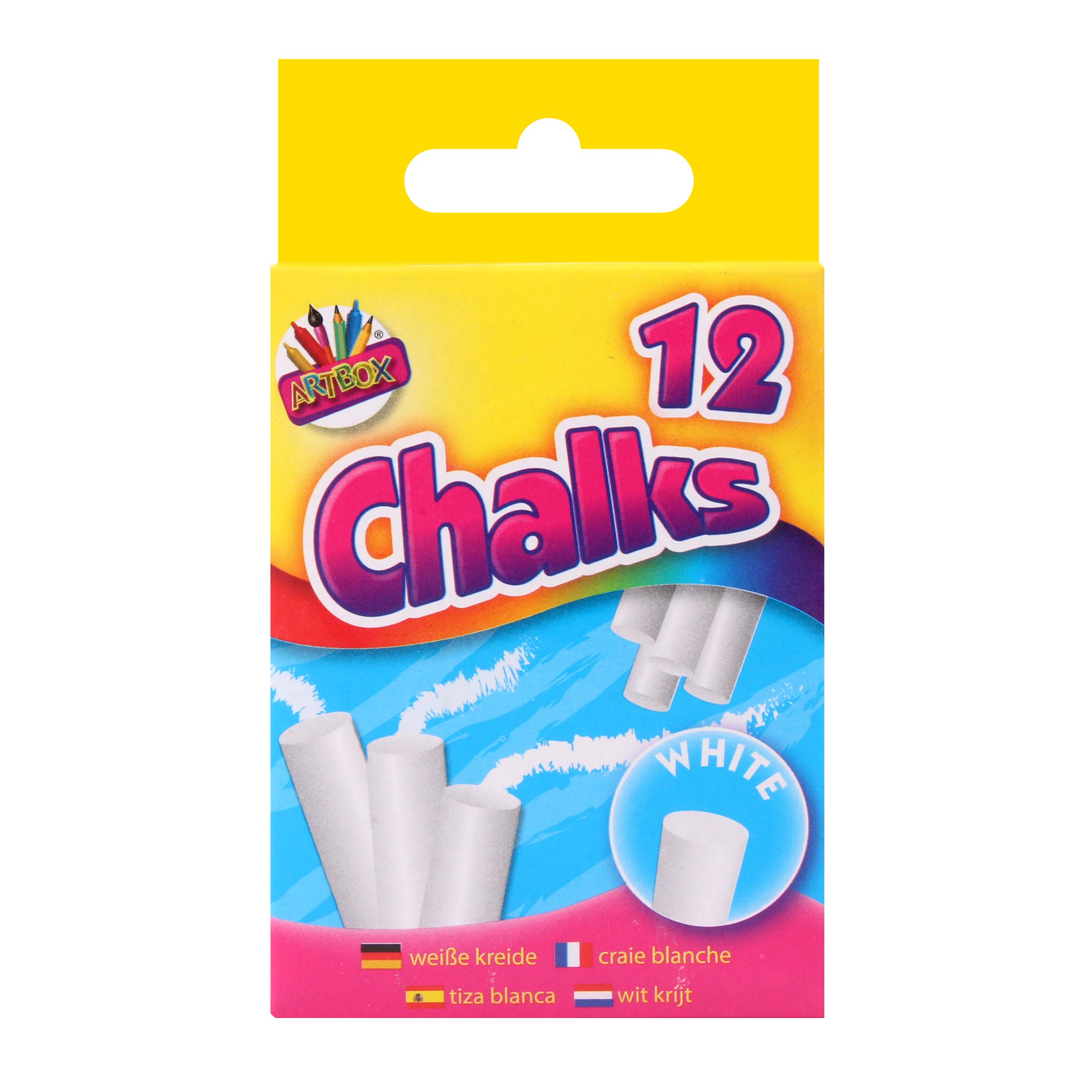THE ART BOXARTBOX Chalks in Hanging Box - White (Pack of 12), 1208