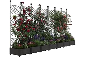 HarmonyHealth 7 PCS Raised Garden Bed Kit with Trellis - Vertical Planter Box for Balcony Privacy Screen, Small Space Gardening, Climbing Plants, Vegetables & Flowers - Patio, Deck Outdoor Planter