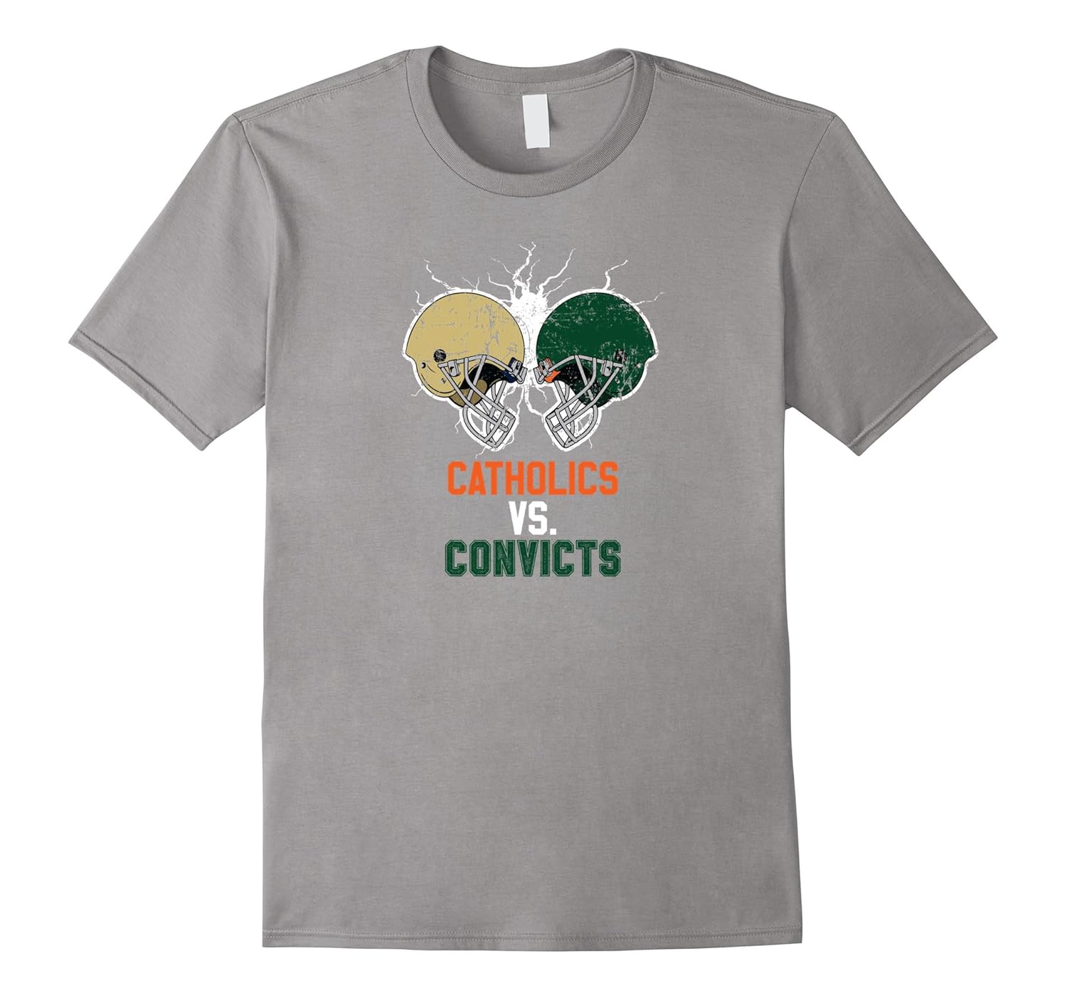 Catholics vs. Convicts Football Helmet Clash T-Shirt-ANZ