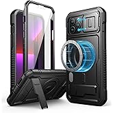 Dexnor for iPhone 13 Pro Max Case with Camera Cover, Compatible with MagSafe, Built-in Screen Protector, Heavy-Duty Shockproof Full-Body Rugged Protective Magnetic Cover with Kickstand, Black