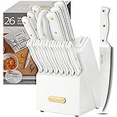 McCook® Knife Sets, White High Carbon Stainless Steel Kitchen Knife Sets with with Built-in Sharpener