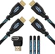 Twisted Veins Two (2) Pack of (25 ft) High Speed HDMI Cables + Right Angle Adapter and Microfiber Cable Ties (Latest Version Supports Ethernet, 3D, and Audio Return)