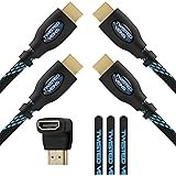 Twisted Veins Two (2) Pack of (25 ft) High Speed HDMI Cables + Right Angle Adapter and Microfiber Cable Ties (Latest Version Supports Ethernet, 3D, and Audio Return)