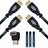 Twisted Veins Two (2) Pack of (25 ft) High Speed HDMI Cables + Right Angle Adapter and Microfiber Cable Ties (Latest Version Supports Ethernet, 3D, and Audio Return)