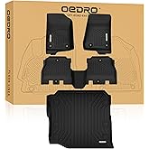 OEDRO Floor Mats Set Fit for 2018-2026 Jeep Wrangler JL Unlimited 4-Door W/O Subwoofer(Not Fit for JK & 4XE), Includes 1st, 2nd Row & Cargo Liners, Custom Fit TPE All Weather Car Full Mats Set, Black