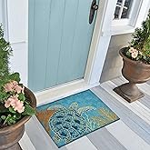 Liora Manne Esencia Machine Washable Non-Slip Low Profile Indoor/Outdoor Mat-Transitional, Coastal, Turtle, Whimsical, Seatur