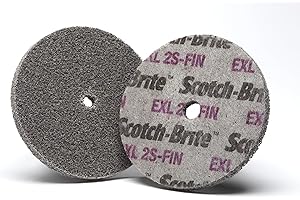 3M Scotch-Brite EXL Unitized Wheel - 2S Fine Grit Silicon Carbide - Metal Deburring, Finishing and Polishing Wheel - 2' x 1/4' x 1/4'