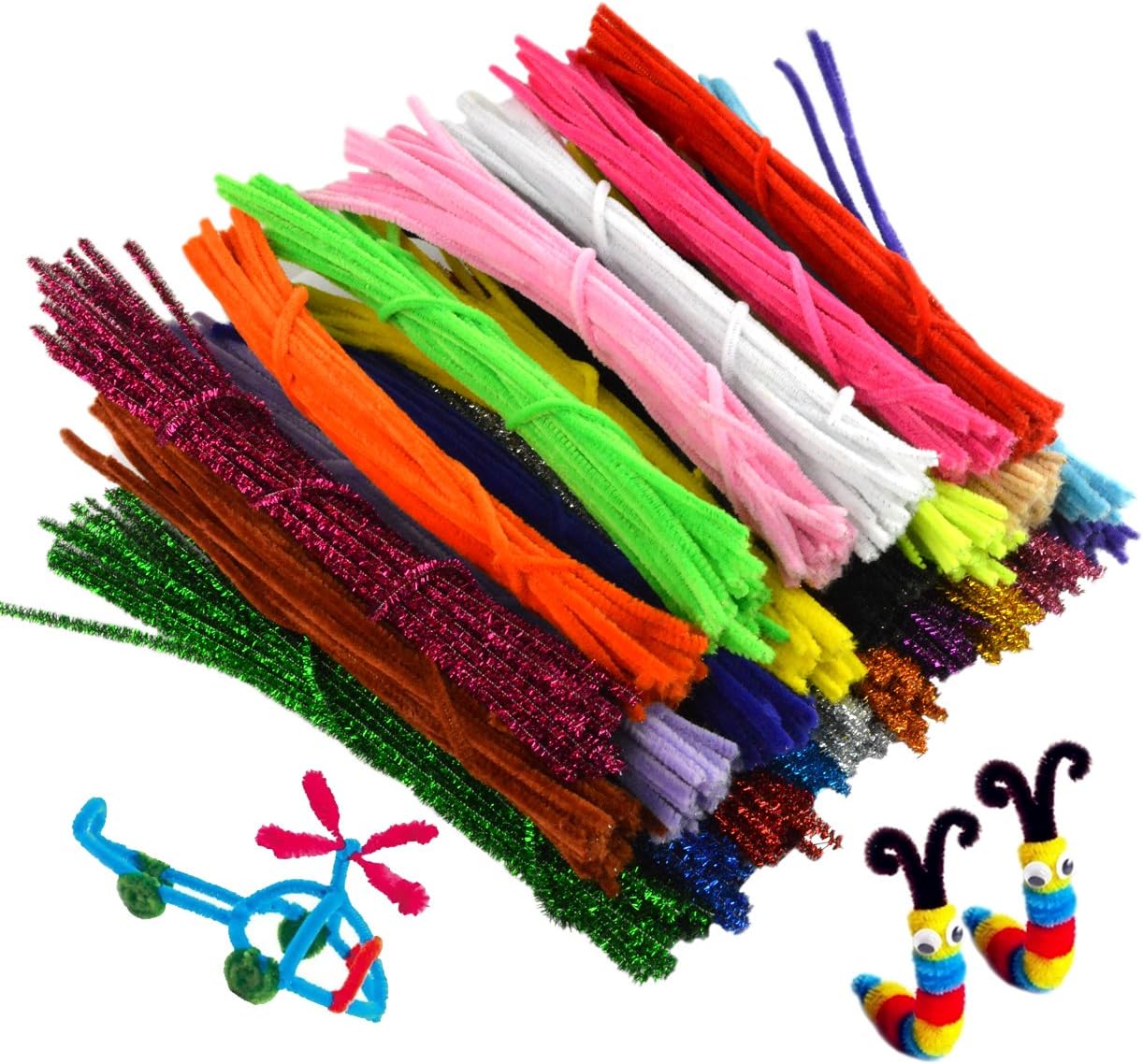 Pistha 750pcs Craft Pipe Cleaners 6mmx12inch Reusable Chenille Wire Stem Craft Bendable Twistable Children Puzzle DIY Kindergarten Handmade Art Supplies Assorted Colors Early Education