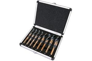 CORTOOL Drill Bit Set, Reduced Shank Drill Bit 8 Sizes from 9/16" to 1", HSS M2, Black & Gold with 3-Flat 1/2" Shank, Metal Drill Bits for Steel/Plastic/Wood, with Storage case