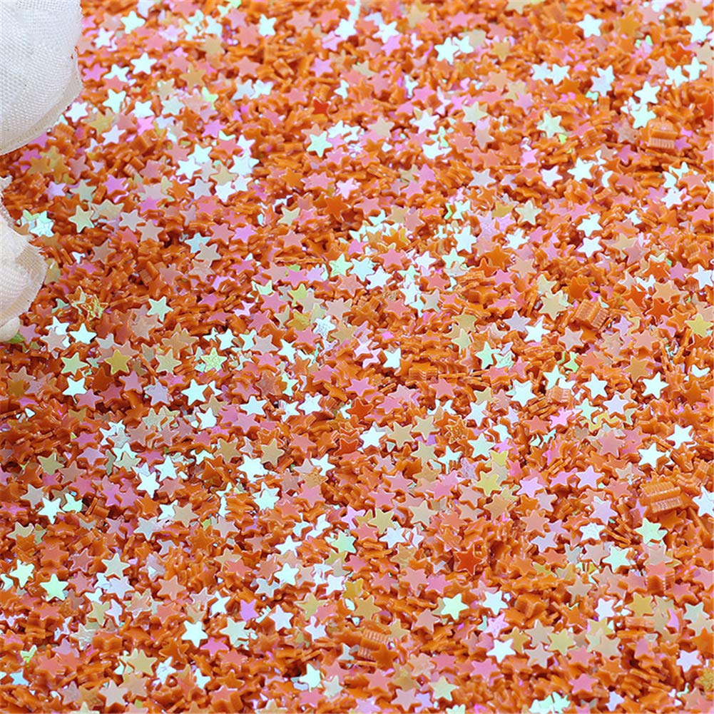 100g Iridescent Star Shaped Sequins Glitter Flat PVC Star Sequins Paillettes for Scrapbooking Embellishment Card Making Jewelry Making Nail Manicure Decorartions (Orange)
