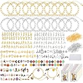 Zplontya Charm Bracelet Making Kit - 571 Pcs Jewelry Supplies with Storage Box & Gift Bags, DIY Bracelet Kit for Jewelry Making, Gold & Silver Charms for Crafting