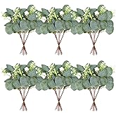 ZeKonan 40 Pieces of Artificial Greening Eucalyptus Stem Artificial White Seeds Plant Suitable for Family Wedding Vase Center Bouquet Flower Arrangement