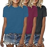 BLACKMYTH Womens 3 Pack Basic T Shirts Summer Tops 2026 Fashion Short Sleeve Comfy Casual Vacation Tees