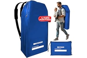 ONGUARD Waterproof Single and Double Stroller Bag for Airplane - Travel Stroller Cover for Air Travel and Storage - Gate Check Bag Backpack- Baby Airplane Essentials - Blue