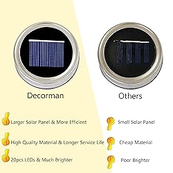 Decorman Solar Mason Jar Lights 4 Pack 20 LED
