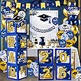 Graduation Decorations Class of 2025 - Blue and Gold Balloons Boxes with Letters 2025 GRAD So Proud of You - Complete Party Supplies for High School & College Celebrations