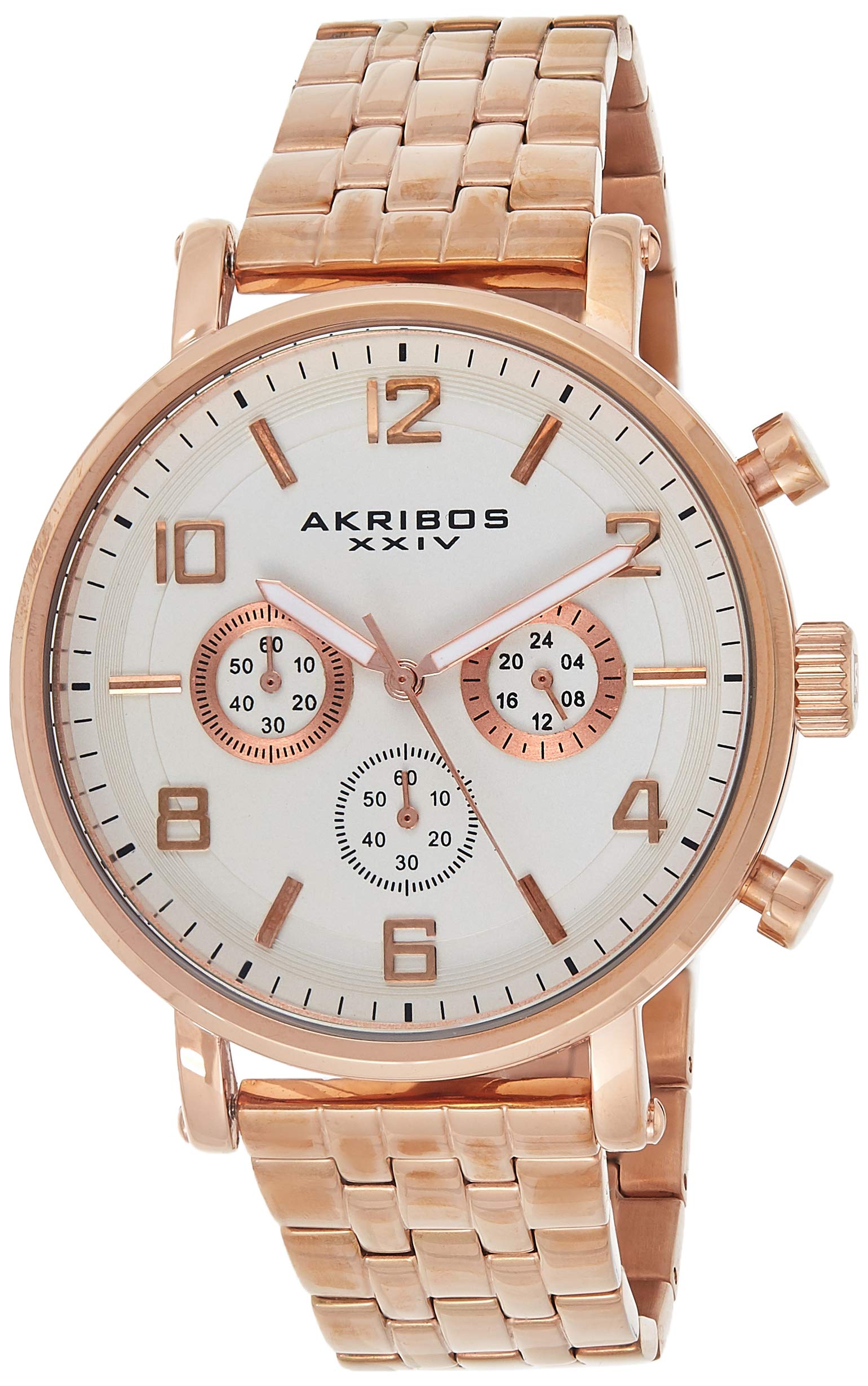 Chronograph 3 Subdials Men's Watch - Seconds, Minutes and 24 Hours On Stainless Steel Bracelet - AK8