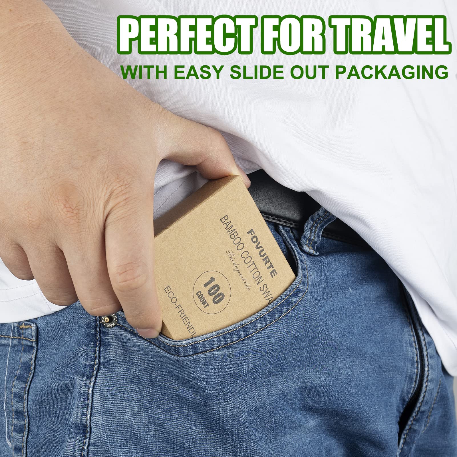 FOVURTE Bamboo Cotton Swabs 1000 Count - Natural Cotton Swab with Round Head Tips, Double Tipped Ear Sticks, Wooden Cotton Buds for Cleaning Travel Makeup