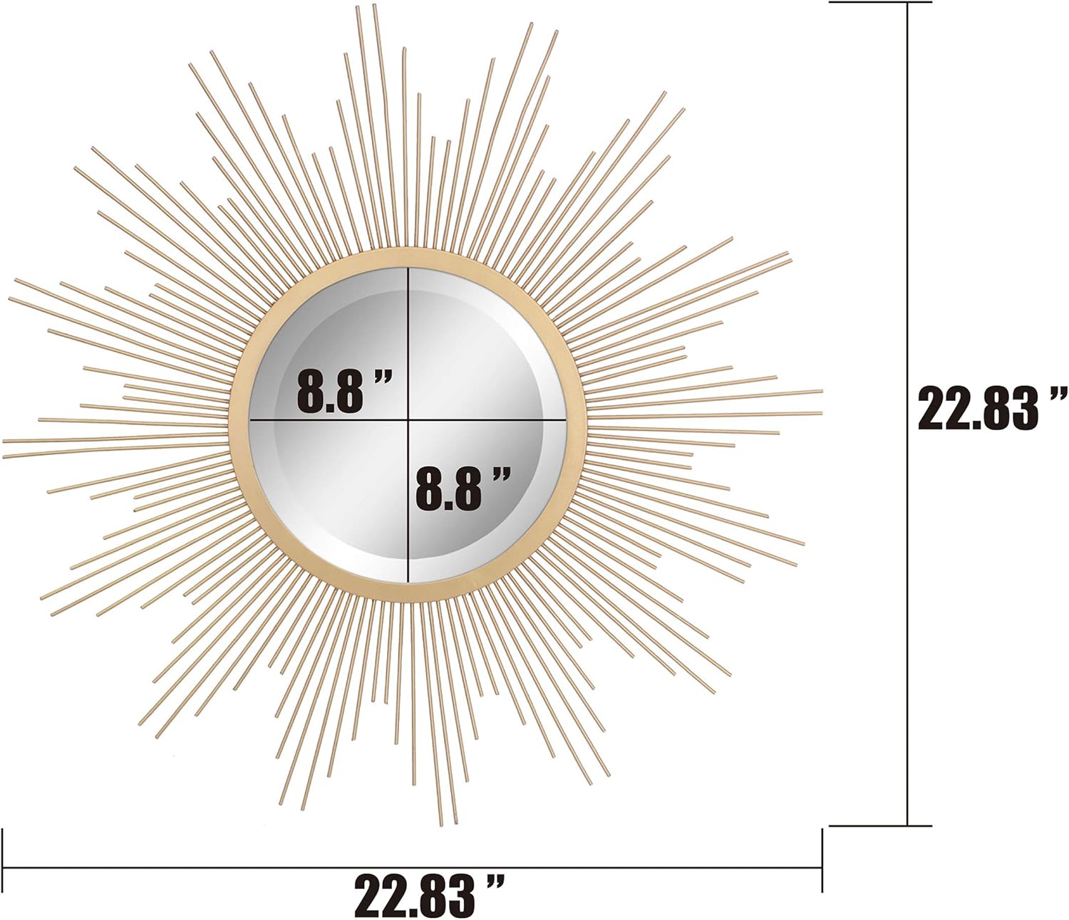 Stonebriar Sunburst Wall mirror, 24 Inch, Gold: Home & Kitchen