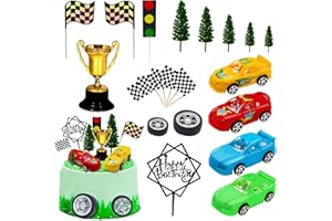 MEMOVAN Racing Car Cake Decorations 38pcs Racing Car Cake Topper Birthday Cake Decoration for Boy's Kids Racing Car Theme Birthday Supplies Party Favors