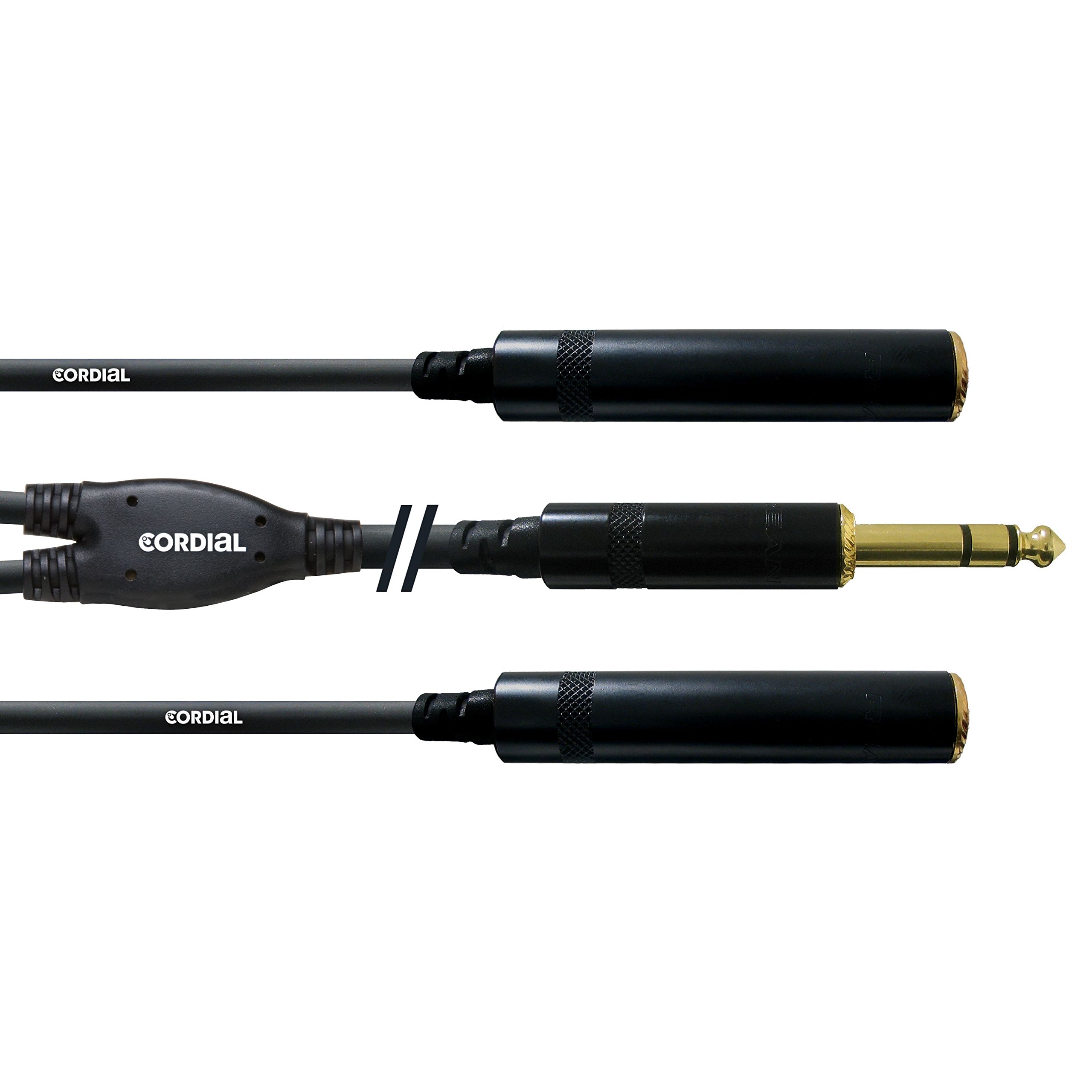 Cordial CFY 0.3 VKK Y Adapter Cable Jack 6.3mm Stereo Gold Length 0.3 m