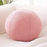 Uvvyui Dusty Pink Ball Pillow, Soft Round Throw Pillow, Sphere Shaped Decorative Pillow, 8.6 Inch Round Boucle Plush Pillow C