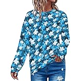 domirica Sweatshirts For Women Retro Floral Long Sleeve Crewneck Sweatshirts Cute Comfy Fit Pullover Vintage Street Wear