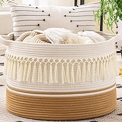 KAKAMAY Large Blanket Basket (20"x13"),Woven