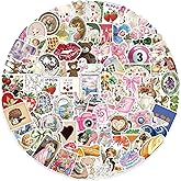 100Pcs Y2k Retro Aesthetic Stickers Cool 2000s Cyber Trend Stickers, Vinyl Waterproof Sticker for Laptop, Guitar, Water Bottle, Birthday Gifts for Girls, Kids, Teens (Pink)