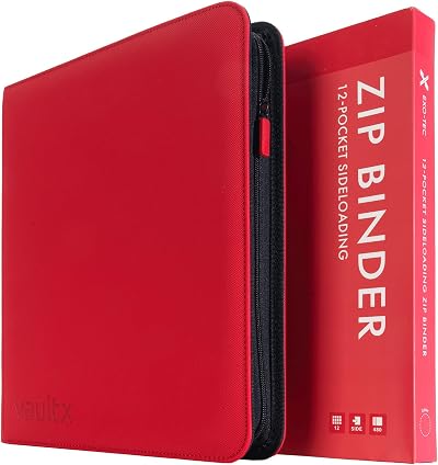 Vault X 12 Pocket Trading Card Zip Binder 480 Cards Red