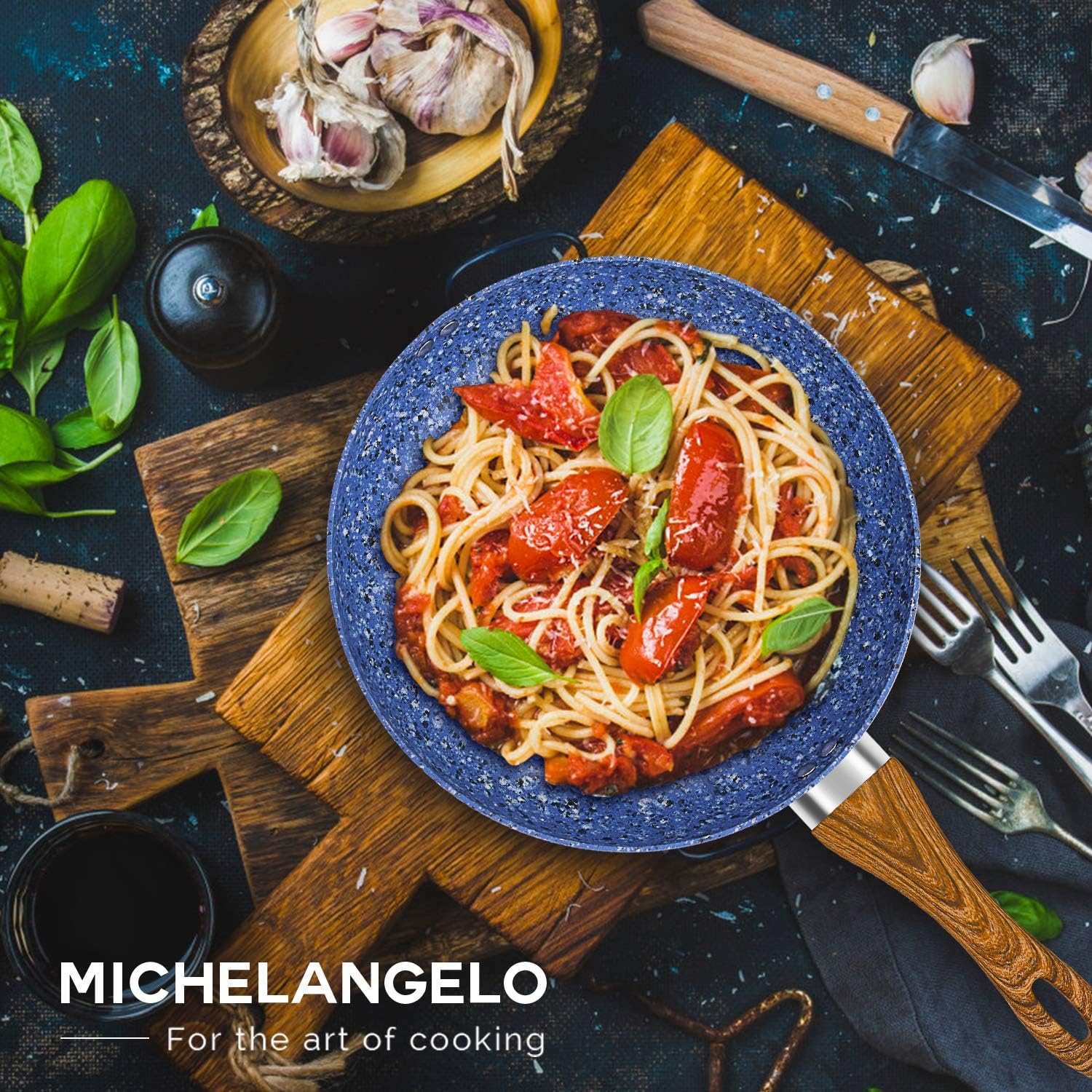 MICHELANGELO Nonstick Frying Pans, 12 Inch Frying Pan with Lid & Nonstick Stone-Derived Coating, Granite Frying Pan, 12 Inch Skillets with Lid, Stone Pan Nonstick, Granite Rock Pan, Induction Ready: Kitchen & Dining