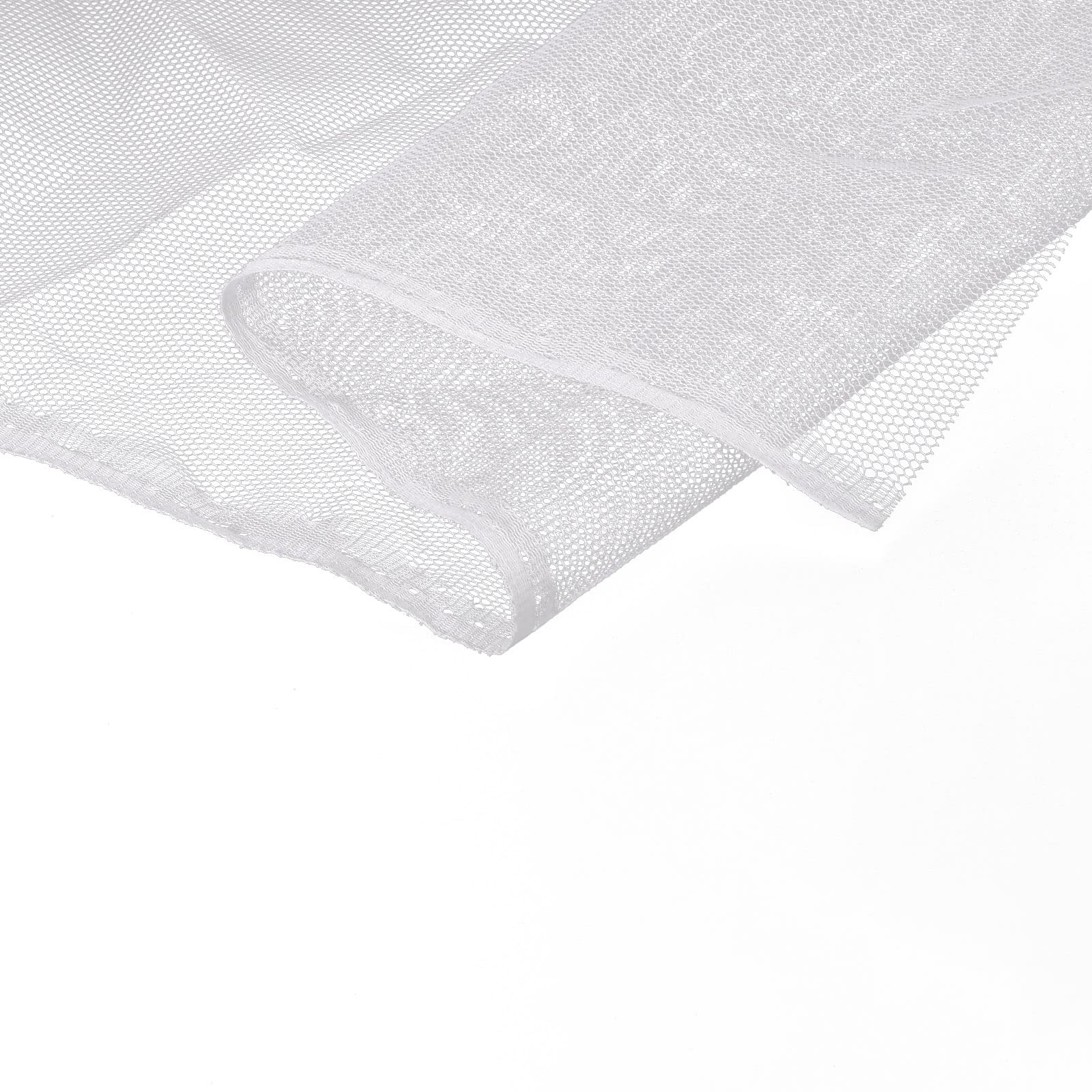 PATIKIL 160cm/62.4inch Mesh Fabric Slightly Stretchy for Netting Bag, Backpack Pocket, Curtains, Headdress, DIY, Stretch Mesh Pure White 1m/3.28ft