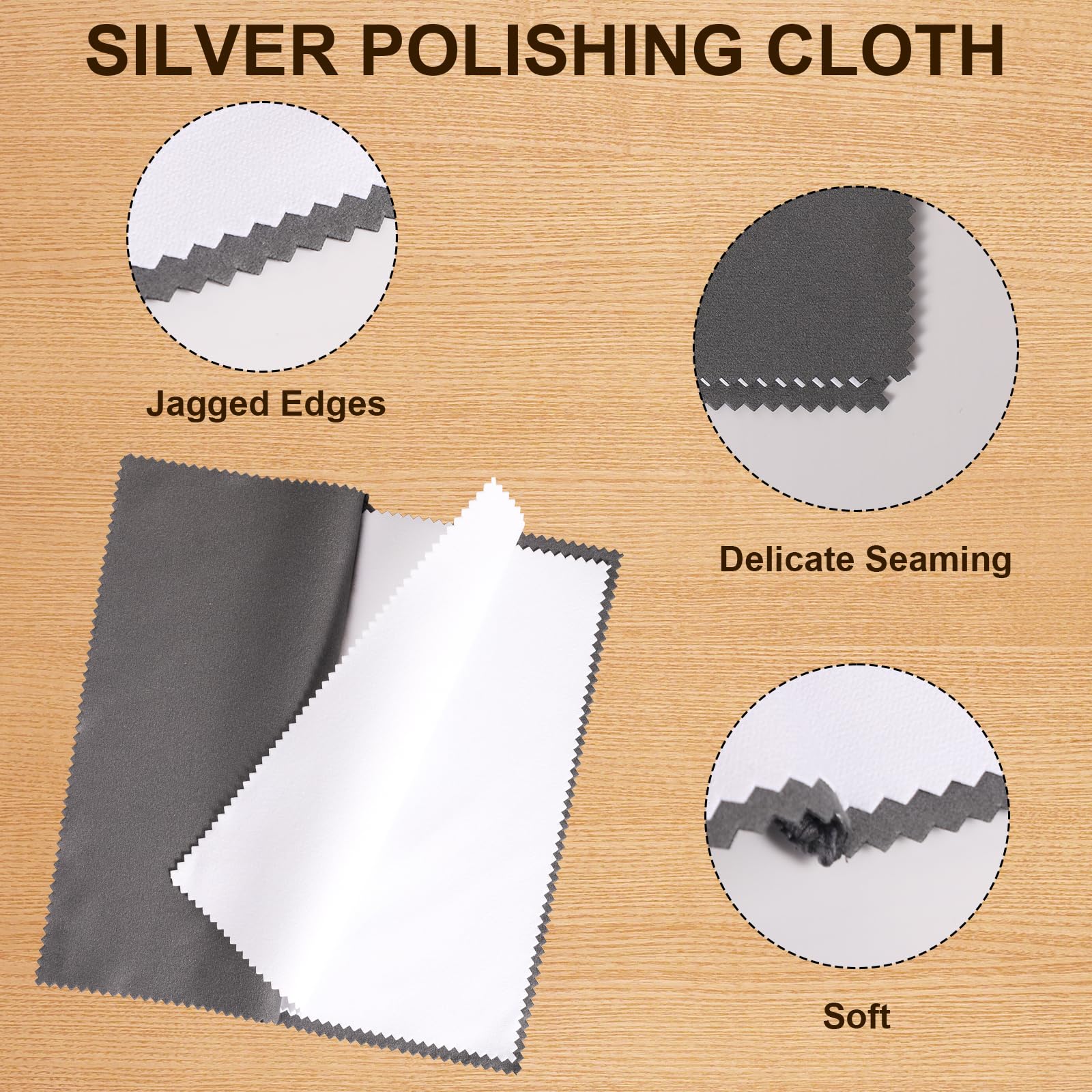 TOYMIS 4pcs Silver Polishing Cloth, 7.87x7.87in Double-Side Jewelry Cleaning Cloths Multi-Layer Jewelry Polishing Cloths for Silver Gold Platinum Jewelry Cleaning Accessories