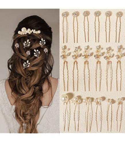 Bridal Hair Accessories Set 40 Pieces Wedding Pins Flowers Pearls Crystals Amazon.com : 40 Pieces Bridal Hair Pins, Clips and Barrettes  main image 2