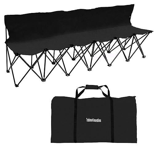 Trademark Innovations Sideline Bench, 6 Seater, Black並行輸入品 Trademark Innovations Portable 4-Seater Folding Team Sports