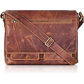 VALENCHI Real Genuine Leather 14" Laptop Messenger Bag/Briefcase For Men & Women