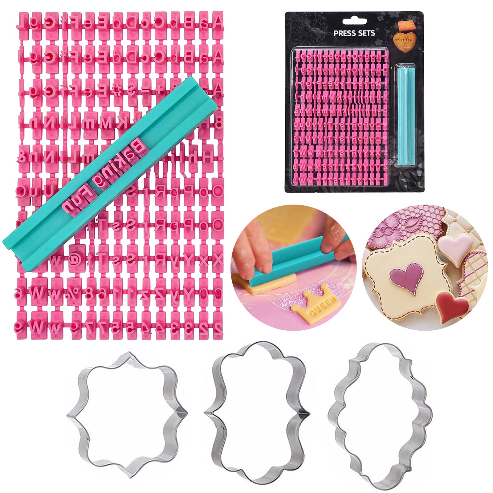 Alphabet Cookie Stamp Set,Cookie Stamps Set,Letter Stamps for Clay,Cookie Stamps,Fondant Letter Cutters,Cookie Stamp Alphabet,Letter Stamps,Number Embosser Mold Cutter Stamps for DIY Cake Mould