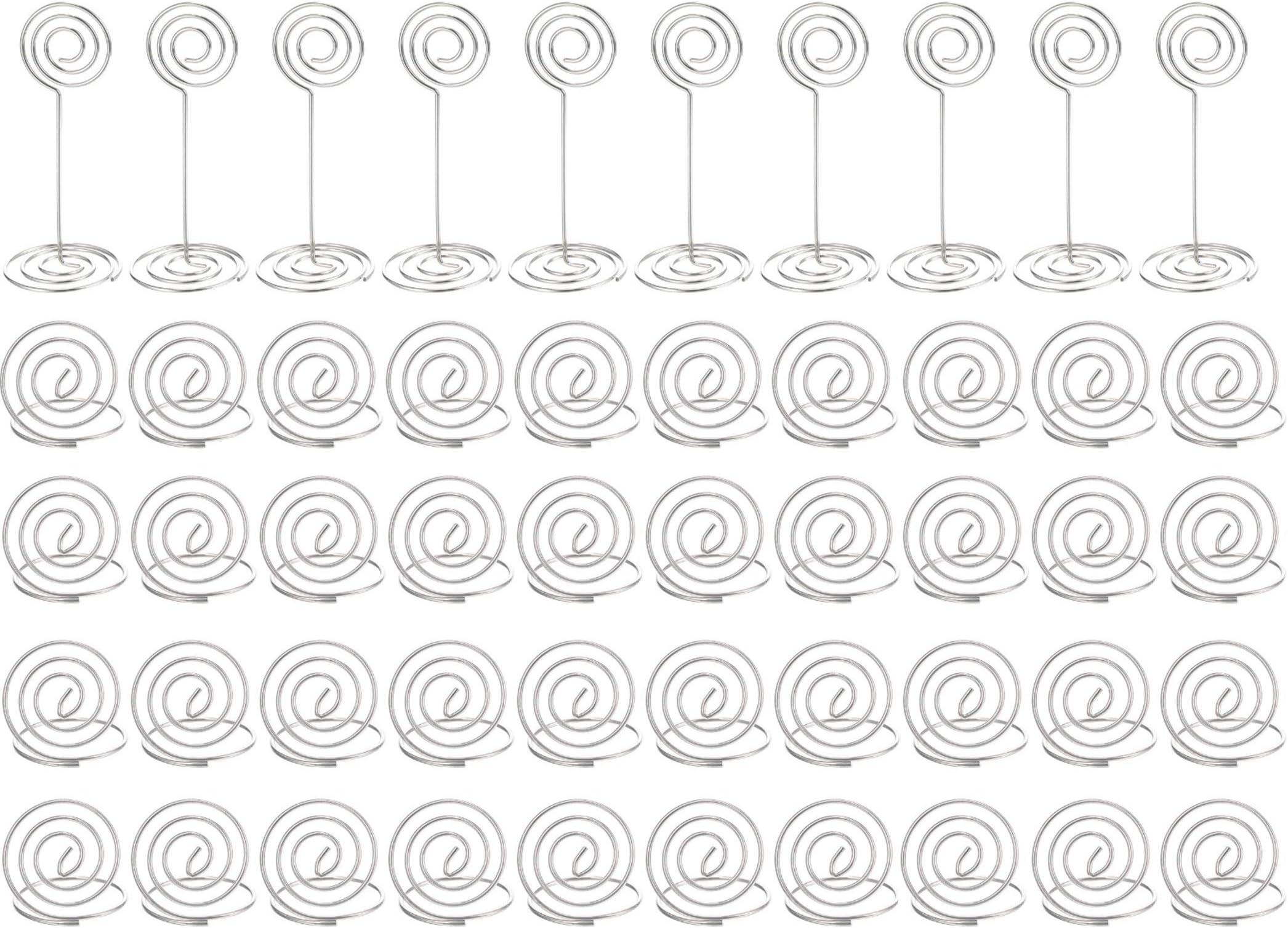 Aozora 50 Pieces Sliver Table Number Holders Table Card Photo Menu Name Holder with Premium Materials and Unique Design