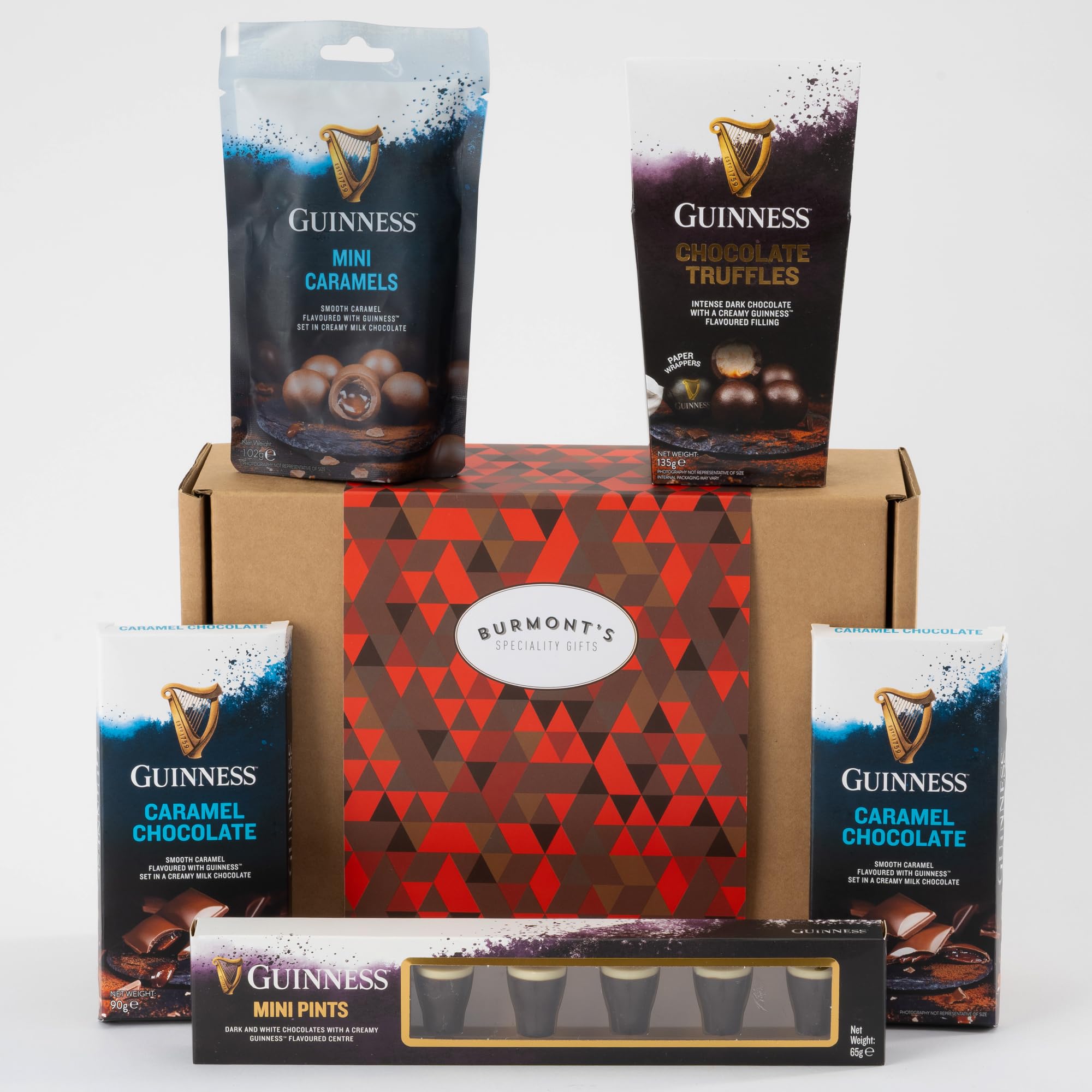 The Ultimate Guinness Chocolate Selection Hamper - Includes Mini Pint's, Truffles, Mini Caramels, Dark & Caramel Chocolate - Hamper Exclusive To Burmont's