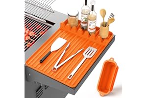 BOCIZUFSTAR Silicone Griddle Tools Mat for Blackstone, Heat Resistant Spatula Mat, BBQ Grill Tool Rest, Grease Catcher Set, Silicone Grill Mat & Pad, Griddle Accessories for Kitchen, Cooking & Countertop