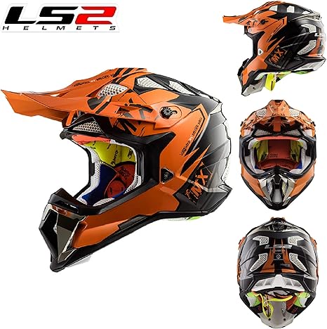 black and orange motocross helmet