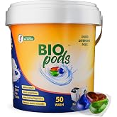 BioPods 50 Dissolvable Ultra Clean Laundry Pods | Powered by Bio Enzymes for Tough Stains| Fabric Conditioner &amp; Brightener | Top &amp; Front Load | Fresh Long-Lasting Fragrance | 1 Pod = 1 Wash (upto 8kg)