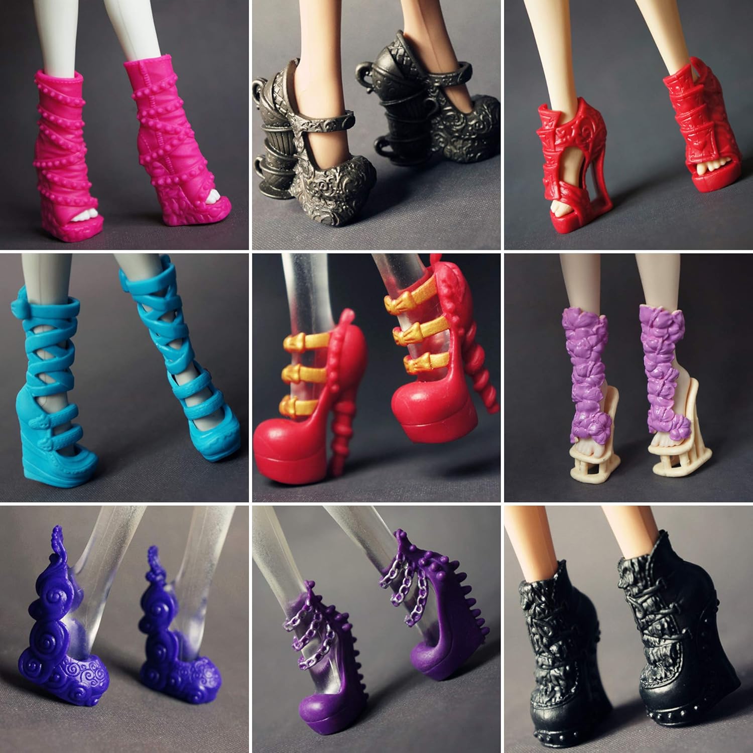 10pairs lot Colorful Doll Shoes For 10'' Monster Doll Boots High Heel