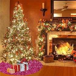 Sequin Pink Christmas Tree Skirt Velvet Tree Mat 36