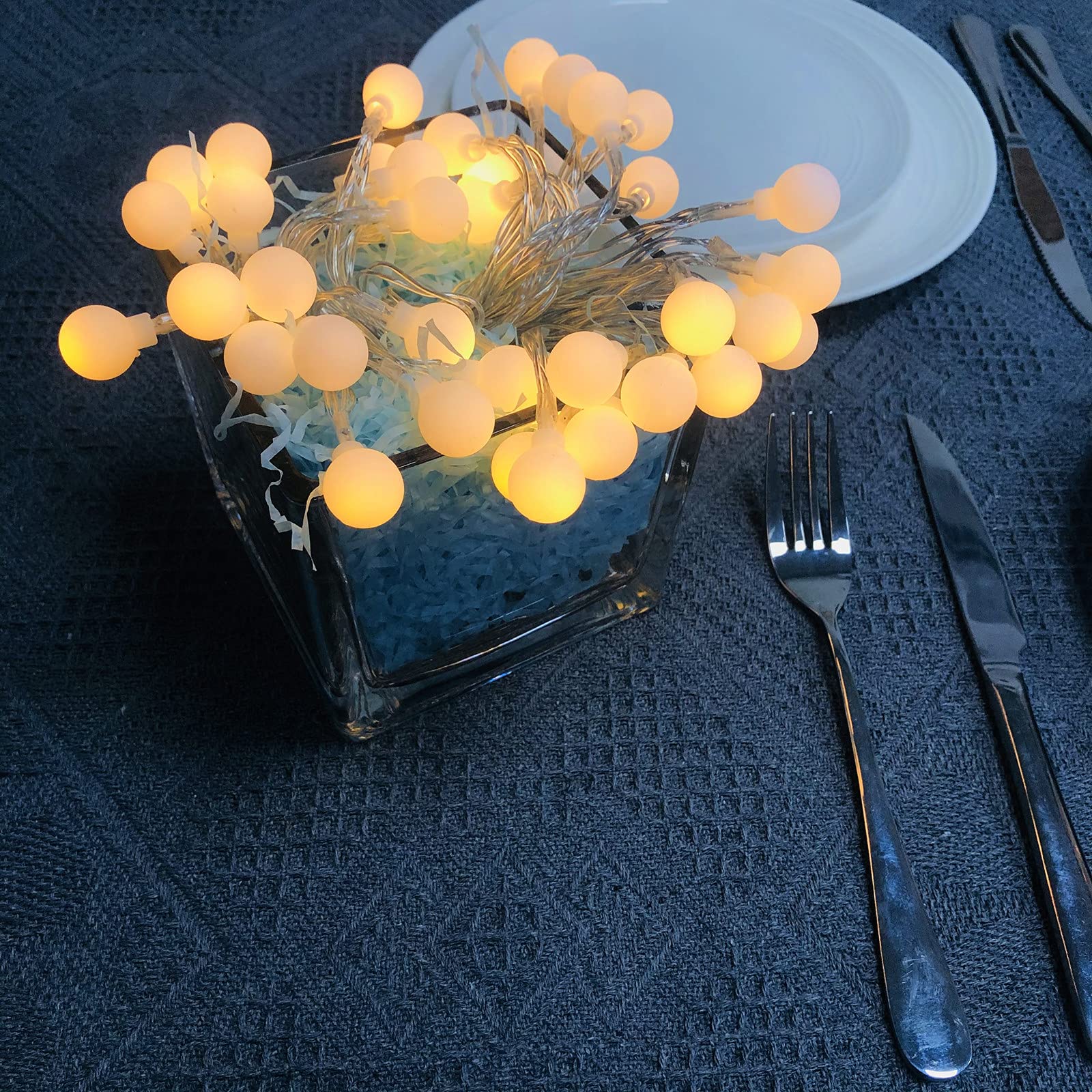 LED Globe String Lights Ball Fairy Lights Twinkle Lights Battery Powered Warm White Hanging Lights 19.7FT/40LED for Bedroom, Kids Room, Dorm, Camping (Warm White, 19.7FT/40LED)