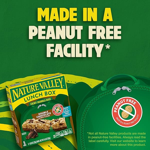 NATURE VALLEY PEANUT-FREE CHEWY GRANOLA BARS, DOUBLE CHOCOLATE, MADE IN A PEANUT FREE FACILITY, 5 BARS, 4.6 OZ
