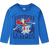 WARNER BROS Superman and Krypto Boys Long Sleeve Shirt for Toddler and Big Kids