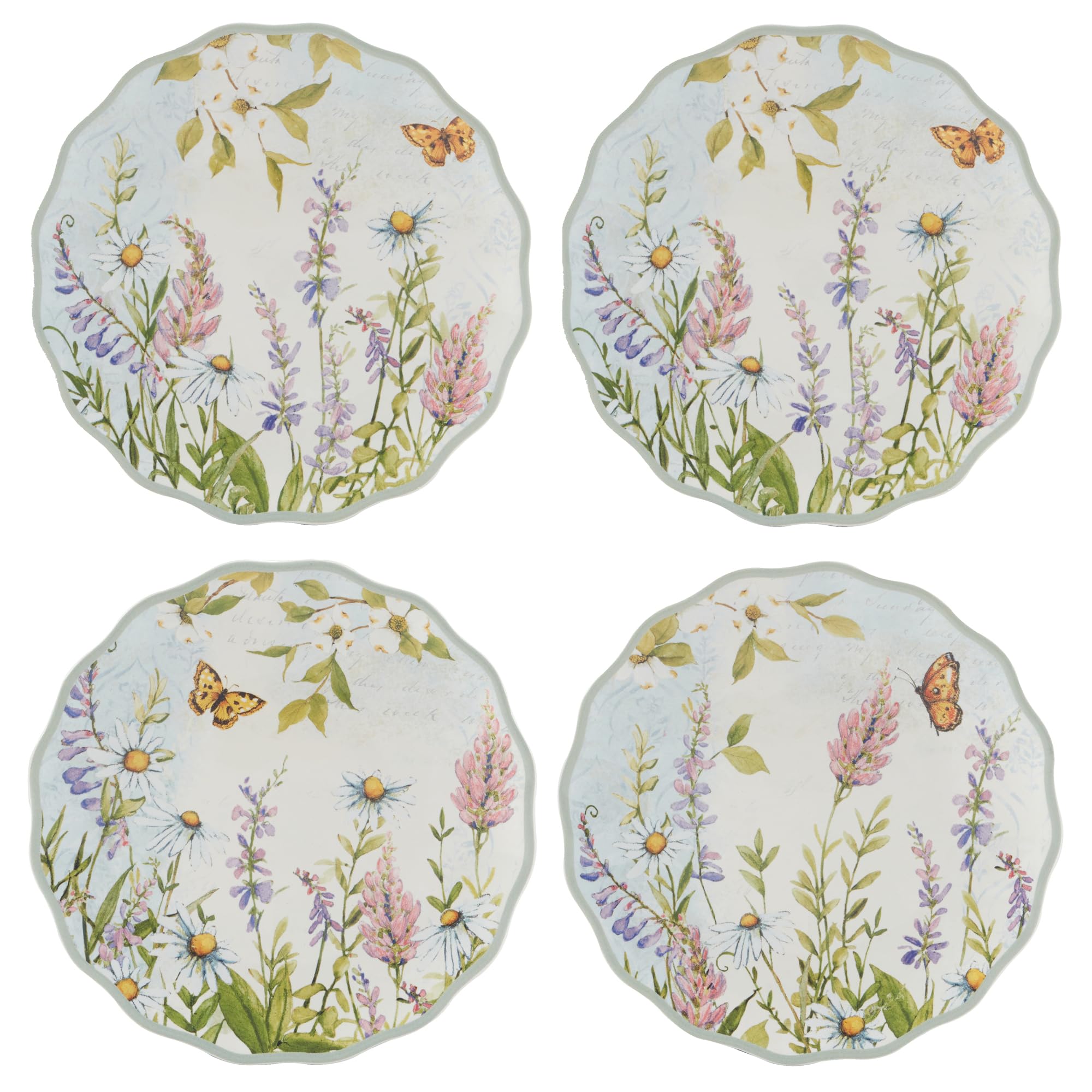Photo 1 of Certified International Easter Meadow 6-Inch Canape Plates,Set of 4 – Set of 4 with Whimsical Wildflower & Butterfly Design, Perfect for Appetizers, Mini Desserts & Snacks – Spring & Easter Decor