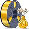 SUNLU 3D Printer Silk Filament,Shiny Silk PLA Filament 1.75mm, Smooth Silky Surface, Great Easy to Print for 3D Printers, Dimensional Accuracy +/- 0.02mm, Silk Light Gold 1KG